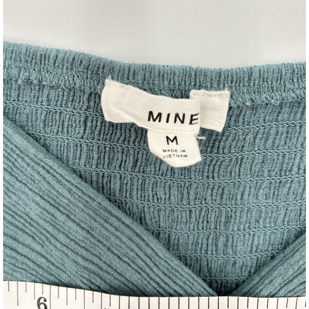 Mine Teal Ruffle Strap Crop Top M Smocked Back Boho Cottagecore Beachy Bralette - Picture 2 of 8